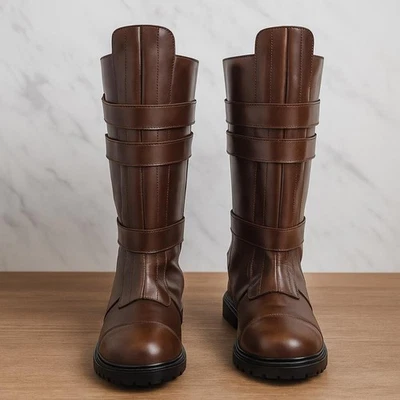 Anakin Skywalker Cuero Marrón Jedi Juegos con disfraces Botas de Montar Altas Para Hombre Disfraz Zapato Foto 1 de 4