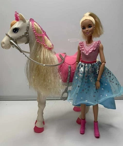 Barbie Shimmer Horse 2019 Mattel Lights Up Changes Colors Moves & Doll (F1) - Picture 1 of 9