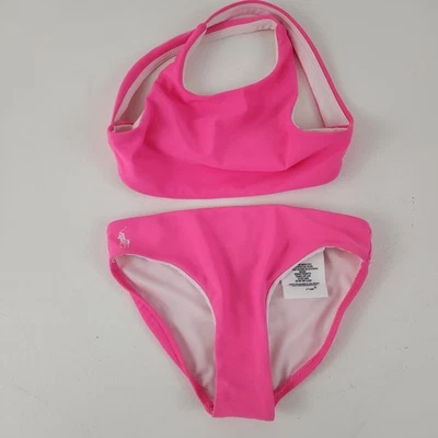 Polo Ralph Lauren Bikini Swimsuit Girls Size 4 Pink Two Piece Bathing Suit Logo - Image 1 of 4