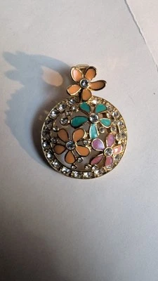 Nolan Miller оранжевый и зеленый эмаль цветочный кристалл подвеска усилитель 1,25" - Изображение 1 из 3