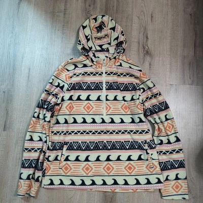 O’Neill 抓绒连帽衫大号半拉链套衫西南塞拉利昂阿兹特克女式二手状况完好 — 第 1/4 张图片