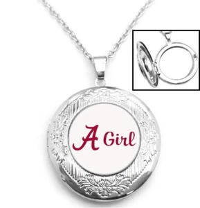 Alabama A Girls Crimson Tide Womens Sterling Silver Necklace, Locket Gift D16S - Picture 1 of 6