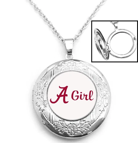 Alabama A Girls Crimson Tide Womens Sterling Silver Necklace, Locket Gift D16S Cover
