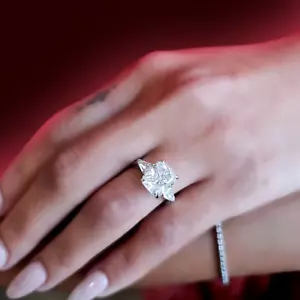 18k White Gold Weddings Ring Radiant Cut Diamond Lab Grown 3.40 Carat IGI Size 6 - Picture 1 of 17