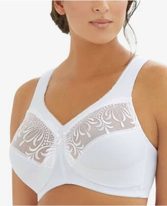 Sujetador inalámbrico Glamorise 1016 38G blanco Magic Lift figura completa bordado nuevo sin etiquetas - Imagen 1 de 2