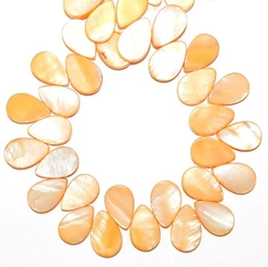 "Cuentas de cáscara madre perla planas perforadas en la parte superior MP664 naranja 18 mm 15" - Imagen 1 de 1