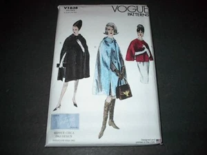 Vogue Pattern 1838 Misses' Vintage 1963 Design Lined Cape w/wo Collar S~XXL Unc - Bild 1 von 3