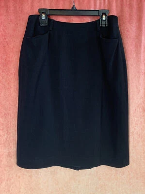 Emanuel Ungaro Skirt Black Back Slit Zipper Pockets, Lined  Sz 2/36  Hong Kong - Image 1 of 4
