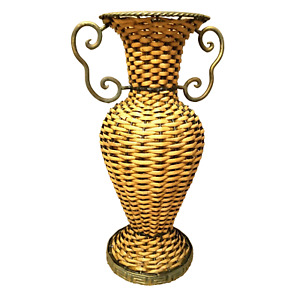 Wicker & Metal Vase Handles 17" tall Decor