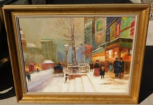 Vintage oil painting Cityscape signed mystery artist. - Picture 1 of 3