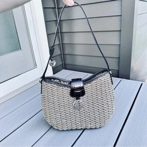 Brighton Light Brown Woven Structured Croc Embossed Leather Shoulder Bag - Picture 1 of 9