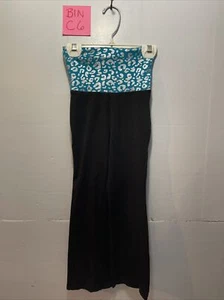Danskin Now Teal Silver Cheetah Print Waistband Black Leggings girls’ size XS - Picture 1 of 4