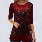 Comfortable Womens Tops Womens Shirts Party Tunic Polyester Regular Sequin