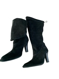 Women's Suede Slouch Boots 2 Way Wear Size 5 Black - Picture 1 of 5