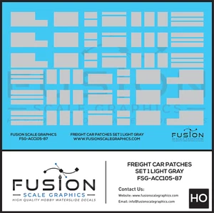 HO Scale Freight Car Patches Set 1 Light Gray Decal Set - Picture 1 of 1