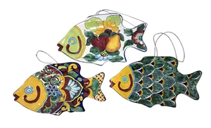 Vintage Talavera Mexican Pottery Tropical Fish Wall Hanging Decor AUTHENTIC - Picture 1 of 8