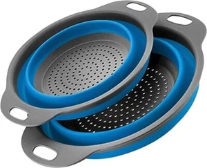 Collapsible Strainer Set, Set of 2-Piece Food-Grade Silicone Kitchen Filter - Picture 1 of 7