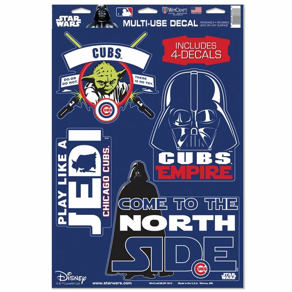 CHICAGO CUBS STAR WARS YODA & VADER LAPTOP MULTI USE REUSABLE DECALS NEW - Image 1 of 1