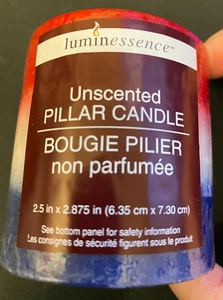 Luminessence Unscented Pillar Candle Red White Blue 2.5 x 2.875 inches NEW - Picture 1 of 4
