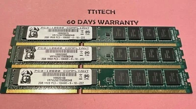VIKING 6Gb(3x2Gb) 1RX8 PC3-10600E Desktop Memory VR7VU567258GBDHB  - Image 1 of 2