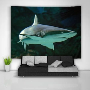 Shark Animal Tapestry Art Wall Hanging Sofa Table Bed Cover Poster - Picture 1 of 11