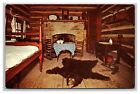 Jack Kelso Cabin Interior Bearskin Rug New Salem Illinois UNP Chrome Postcard Z3