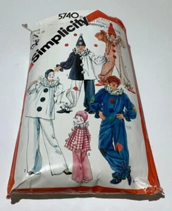 Vintage 1982 Simplicity Pattern 5740 Adult Sz Med 36-38 Clown Costumes Complete - Picture 1 of 8