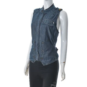 G-Star shirt Women Denim Vest Large L Blue Full Zip Button Accent - Picture 1 of 6