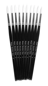 PACK 10 GRÖSSE 6 WEISSER ZOBEL RUNDER KÜNSTLER ACRYL AQUARELL FARBPINSEL 53406 - Bild 1 von 2