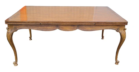 20th Century Walnut French Country Louis XV Style Draw Leaf Dining Room Table Cover