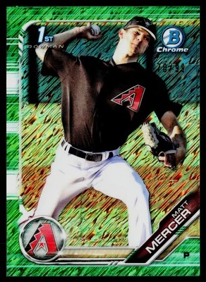 Matt Mercer 2019 Bowman BCP-120 Chrome Prospects Green Shimmer Refractor /99 - Image 1 of 2