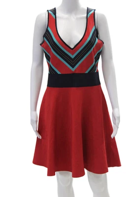 Vestido rojo multicolor sin mangas texturizado Z Spoke Zac Posen para mujer talla XL Foto 1 de 4