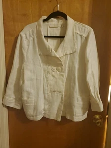 Chaqueta de algodón Coldwater Creek para mujer talla L - cierre de botones 100 % algodón BLANCO ROTO - Imagen 1 de 3
