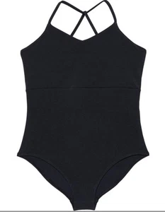 Under Armour Motion Leotard/Swimwear L Black Strap Sleeve Shelf Bra MSRP $50 - Picture 1 of 7