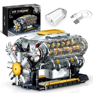 Creative sports car mechanical V8 engine model building block assembly boy gift - Picture 1 of 14