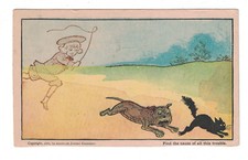 ANTIQUE CARTOON POST CARD BUSTER BROWN, TIGE & CAT – BOSTON SUNDAY AMERICAN 1906