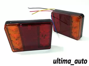 PAIR 12V LED REAR TAIL LIGHTS LAMP 4 FUNCTION TRAILER CARAVAN TRUCK LORRY 8 LED - Picture 1 of 3
