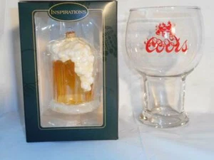 Vintage Large Coors Glass 1 Qt & Beer Mug Christmas Ornament - Picture 1 of 3