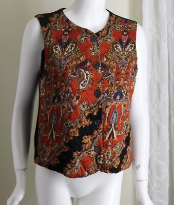 AS IS Carole Little Sz 4 S Quilted Russian Revival Paisley Vest Jacket Top - Image 1 of 4