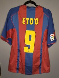 Signed Samuel Eto'o FC BARCELONA 2004/05 TRIKOT NIKE90 Maglia Jersey Autogramm