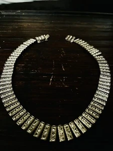 Vintage Catamore signiert Mid Century Art Deco 925 Sterling Silber, Zirkonia Halskette - Bild 1 von 11