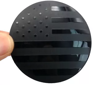 1x Black Patriotic American Flag Decal Sticker Emblem Aluminum Dome 56mm 2.20" - Foto 1 di 17