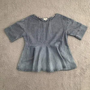 AG Adriano Goldschmied Womens Blue Denim Chambray Peplum Short Top / Size XS - Picture 1 of 6