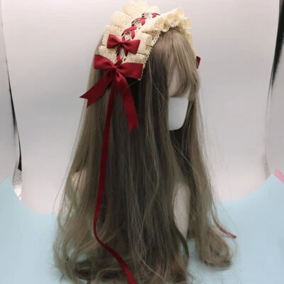 Diadema Lolita moño con volantes aro bordado encaje con horquillas ☆ Foto 1 de 4