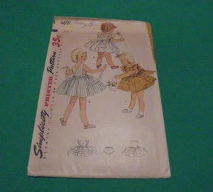 VTG 50s Simplicity Sewing Pattern 4691 Toddlers Wrap-Around Pinafore & Panties 1 - Picture 1 of 3