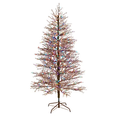 Nearly Natural 7ft. Frosted Berry Twig Artificial Christmas Tree with 450 Multic - Image 1 of 4