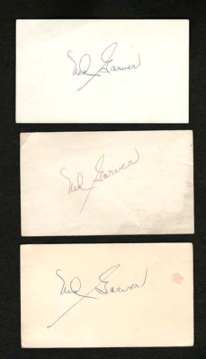 3 Ned Garver {1925-2017} Signed 3x5 Index Card {Lot of 3} Browns, Detroit Tigers - Image 1 of 2
