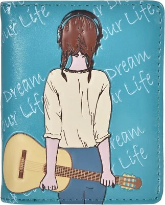 Shag Wear Womens Small Vegan Leather Wallet 4.5" - Create Your Dream, Teal NWT - Image 1 of 4