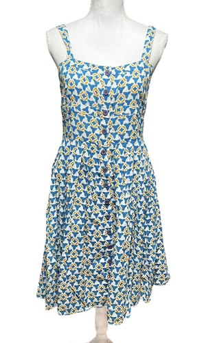 Abito camicia piena abbottonata cotone Tory Burch con gonna a pieghe stampa geometrica 6