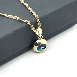 9ct Yellow Gold EVIL EYE Pendant For Ladies Only Charm 375 Stamped Brand NEW - Picture 1 of 8